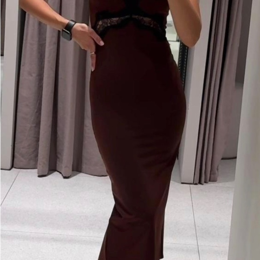 Elegant Burgundy Slip Dress with Lace Trim